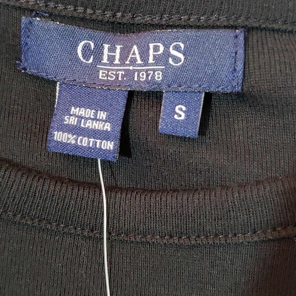 NWT Chaps Black 3/4 Sleeve Cotton Top Size Small - Picture 5 of 5